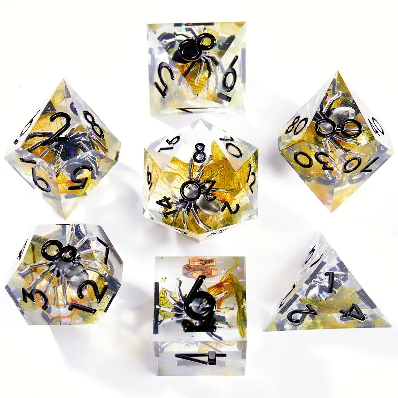 7 pieces of cat slice dice resin D&D dice D4/D6/D8/D10/D%/D12/D20 polyhedral game role-playing game Pathfinder Rpg sharp dice