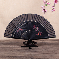 Éventail pliant classique chinois portable pour femme, peint à la main, en bambou, pour la danse du Nouvel An chinois