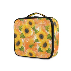 Custom Daisy Flower Travel <b>Makeup</b> Train <b>Case</b> <b>Makeup</b> Cosmetic <b>Case</b> Organizer Portable Artist Storage Bag with Adjustable Divider - Product Image 2