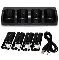 Chargeur de station d'accueil pour manette de jeu 4 ports avec batterie pour télécommande de console de jeu Wii