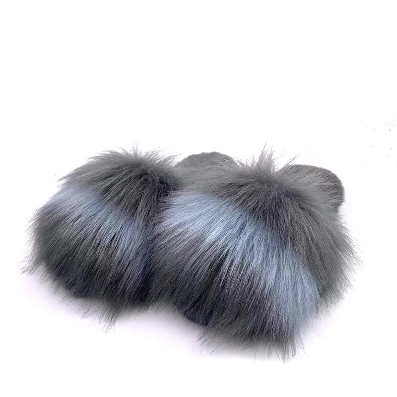 Fashion Design Winter Furry Fluffy High Plush Women Indoor House Slippers