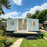 FLKT Maison conteneur extensible de luxe minimaliste de 40 pieds entièrement équipée, 3 chambres, résistante aux intempéries et au feu, villa modulaire mobile