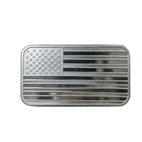 Pièce de collection rectangulaire en fer, finition brillante et givrée, motif drapeau américain avec étoiles et rayures, ton argenté et doré, Prestige Metal