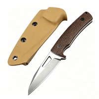 Couteau à lame fixe en acier DC53, manche en Micarta lin, couteau utilitaire EDC pour le camping, la randonnée, la collection en plein air