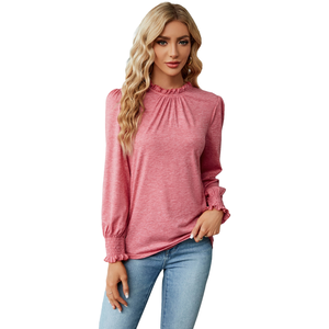 Camiseta de Manga Larga para Mujer, Transpirable, de Alta Calidad, Poliéster/Algodón, Moda Otoñal, Precio al por Mayor - Product Image 1