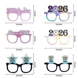 2026 Laser <span class=keywords><strong>bonne</strong></span> <span class=keywords><strong>année</strong></span> lunettes fantaisie papier fête lunettes célébration fête faveur pour le nouvel an fête décoration 6 pièces - Product Image 3