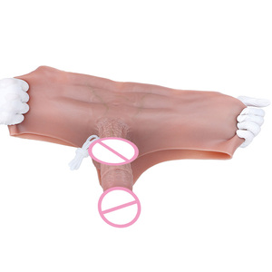 SXXY Foreskin Squirting Solid Dildo Pants With Realistic Abs Design for Women Lesbian Sex Ejaculation Butt Plug Wholesale OEM - Product Image 5