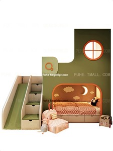 <span class=keywords><strong>Cama</strong></span> <span class=keywords><strong>litera</strong></span> multifuncional de ancho completo con tobogán para niños, diseño sencillo, hecha de madera maciza, <span class=keywords><strong>135</strong></span> cm de ancho, personalizable - Product Image 5