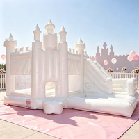 Château gonflable blanc pour mariage 3 en 1, château gonflable décoratif blanc avec toboggan et piscine à balles pour les fêtes