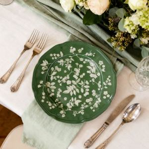 Forest Green Plant Pattern Vintage Luxury Bone China <b>Dinnerware</b> <b>Set</b> Eco-Friendly Custom French Style Wedding Home Use Wholesale - Product Image 6
