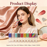 ISMAN Tube de brillant à lèvres à grand applicateur, bouteille carrée transparente vide 5ml, emballage cosmétique en strass colorés, vente en gros