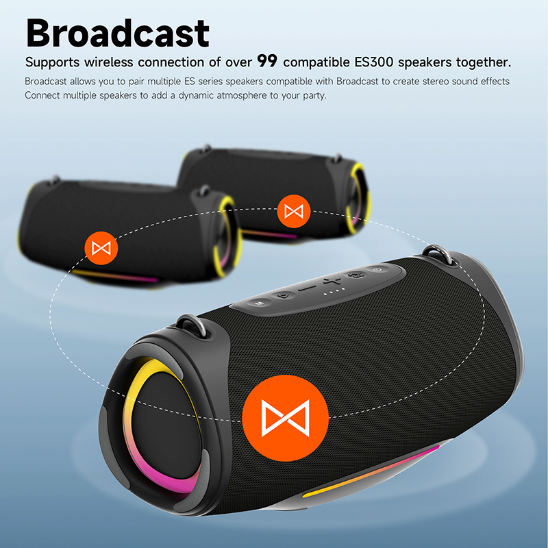 80W Bass Drivers Camouflage Bluetooth Speaker RGB Flashing Light Waterproof Outdoor Portable Speaker with Carry Strap IPX7 · image 6