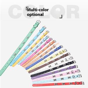 도매 뜨거운 판매 럭셔리 PU 가죽 뼈 개 목걸이 조정 가능한 고양이 목걸이 용품 개 산책을위한 인쇄 폴리에스터 - Product Image 6