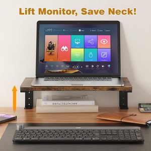 Desktop Extension Shelf Wood Grain Top Metal Frame Adjustable Desk Side Rack For Computer Storage Organizing Workspace - Product Image 3