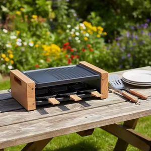 Grill électrique à <span class=keywords><strong>raclette</strong></span> en bois avec contrôle de la température pour la maison, avec poignées en bois - Product Image 6