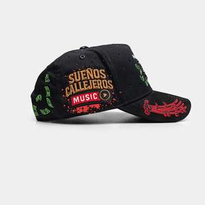 Casquette de baseball en suède doublée de satin avec broderie sur le thème musical des billets de dollars et des épingles métalliques, design avec strass, logo personnalisé, Gorras - Product Image 3