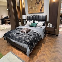 Ensemble de lit king size VONLIVA en bois massif et cuir, design confortable, meubles de chambre à coucher de luxe, garantie de 10 ans