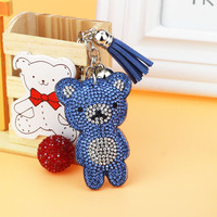 Teddybeerpatroon Luxe Designer Kristallen Lederen Sleutelhanger Schattig Cartoon Bling voor Kinderen Lichtgewicht Sleutelhanger Cadeau Idee Fruit Hond