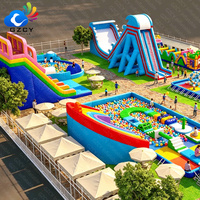 Parc aquatique gonflable commercial, grand toboggan aquatique gonflable, parc d'attractions pour la location en extérieur, événement estival