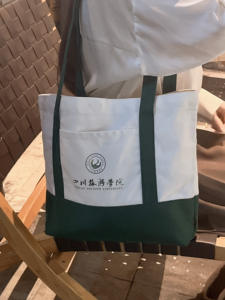 Sac fourre-tout en tissu écologique, logo personnalisé, sac en toile à bandoulière, sac à bandoulière pour étudiant, sac en toile de coton avec poche et fermeture éclair - Product Image 3