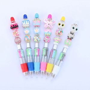 ปากกาลูกปัดสี่สีแบบ DIY ตกแต่งเองได้ ของตกแต่งสร้างสรรค์ น่ารัก แปลกใหม่ ปากกาลูกบอลใส - Product Image 1