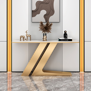 Mesa de Hall de Luxo Leve, Moderna e Simples, Mesa Muito Estreita, Armário Decorativo Minimalista Italiano com Placa de Rocha - Product Image 2