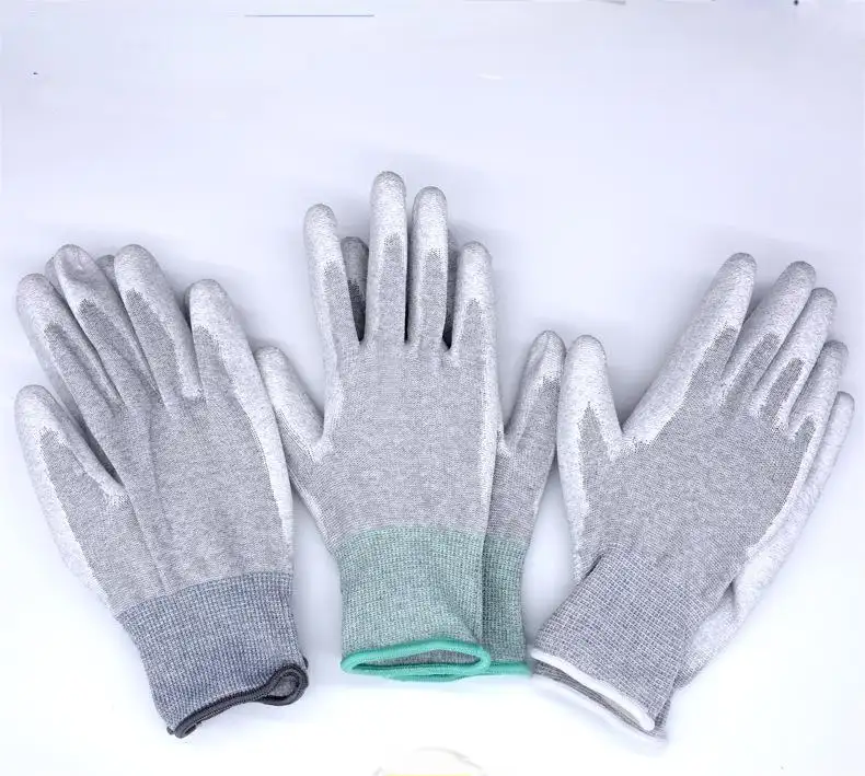 Direct Selling Antistatische Vingertop Zwart Gecoat Esd Palm Fit Handschoenen Pu Handschoen