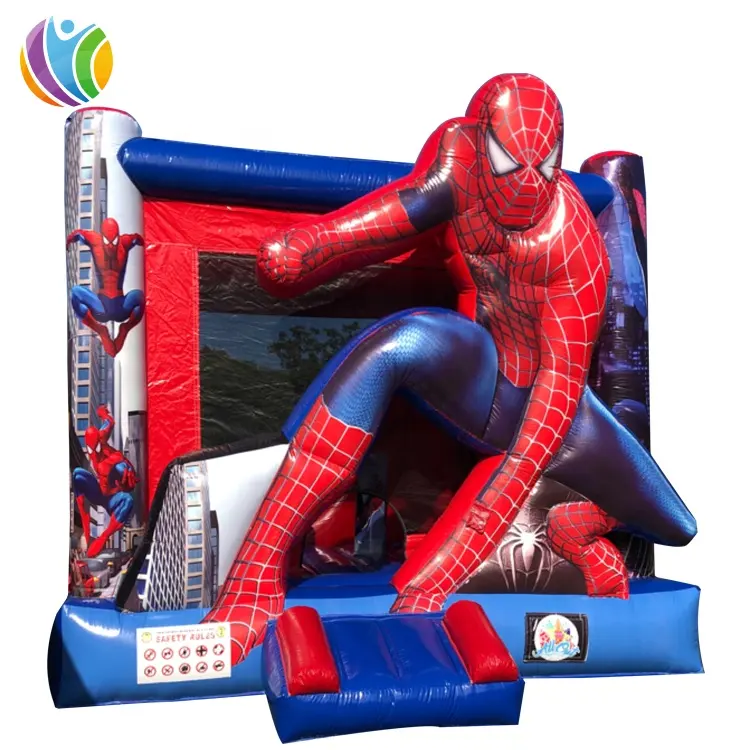 Superhero Theme เกรดพาณิชย์ Spiderman พองกระโดดปราสาทพอง Moonwalk จัมเปอร์,แทรมโพลีน Bouncer Inflatable