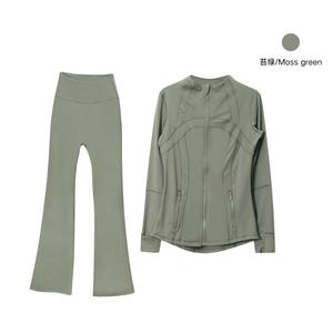 กา<span class=keywords><strong>ง</strong></span>เก<span class=keywords><strong>ง</strong></span>ขาบานทรงสลิมฟิตสำหรับผู้หญิงและชุดแจ็คเก็ตแขนยาว ชุดกีฬาแบบยืดได้สำหรับวิ่งโยคะ - Product Image 5