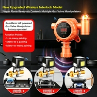 Détecteur de gaz sans fil AC 220V 433MHz avec raccord de vanne, alarme de gaz GPL/méthane pour cuisine commerciale avec affichage numérique