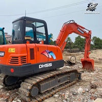 Excavatrice sur chenilles Doosan DH55 V, mini-excavatrice hydraulique de 5,5 tonnes, moteur Isuzu 4JB1, excavatrice de construction coréenne d'occasion