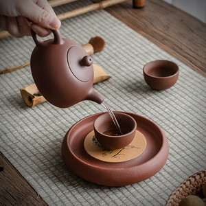 Support de théière Zisha rond fait à la main, accessoire de cérémonie du thé, origine Dehua - Product Image 2