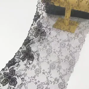 2024 nouveauté broderie dentelle noir luxe maille dentelle tissus floral dentelle garniture pour les femmes robe