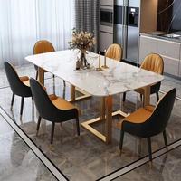 Table moderne solide et durable plateau en marbre fer plaqué pieds table