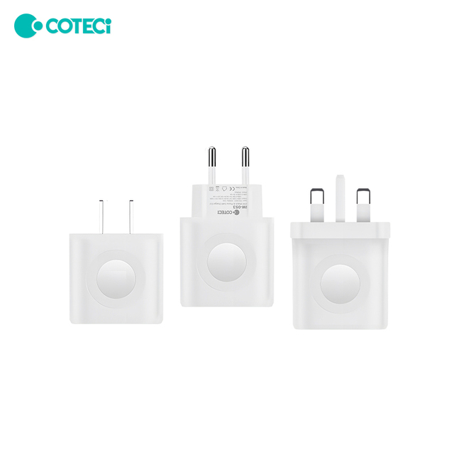 COTECi GaN Fast Charger Plug Power Adapter EU US UK Magnetic Wireless Watch Phone Charger Travel Adapter for IWatch iPhone
