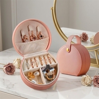 Vente Flash Livraison Rapide Étui à Bijoux Portable Rose Mignon avec Compartiments Séparés Cadeau d'Anniversaire Mariage Boîte à Bijoux de Voyage LG7305
