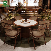 Meubles de restaurant traditionnels d'Asie du Sud-Est, tables et chaises en bois massif, tables à manger, plateaux tournants en ardoise, écologiques et durables