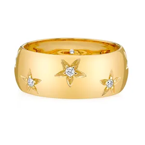 Statement cz cubic zirconia star band latest 18k gold vermeil cocktail band ring designs