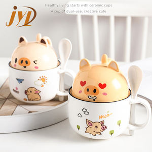 Desain Baru Lucu Hewan Porselen Mangkuk Saji Saus Kari Makanan Penutup Mangkuk Keramik dengan Sendok - Product Image 5