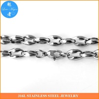 Collier pendentif pour homme en acier inoxydable massif, chaîne à maillons en forme de grains de café, 7,5 mm