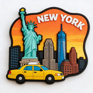 Imán para refrigerador de la ciudad de Nueva York con diseño de la Estatua de la Libertad y taxi, adhesivo magnético de plástico, estilo moderno - Product Image 1