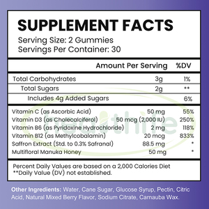 Healthife Saffraansupplement Gummies Saffraan Extract Vitamine B6 <span class=keywords><strong>B12</strong></span> D3 Saffraan Gummies - Product Image 4