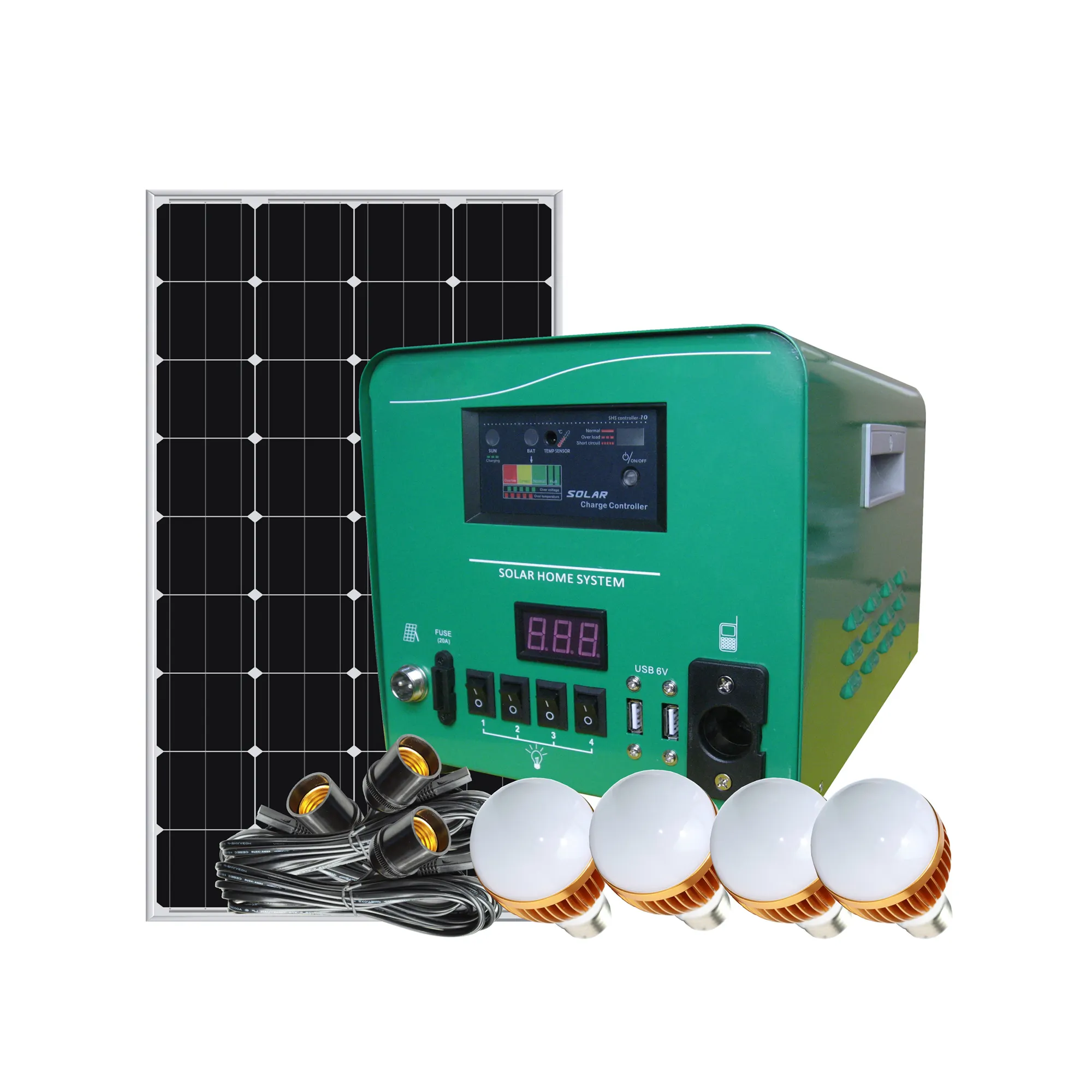 Solar mobile charger home LED lighting generator 20 Watt free mantainance battery outdoor lighting kit