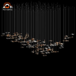 Plafonnier LED Aoyi Lighting en verre ambré et transparent en forme <span class=keywords><strong>de</strong></span> feuille - Décoration artistique contemporaine pour résidence haut <span class=keywords><strong>de</strong></span> gamme - Product Image 3