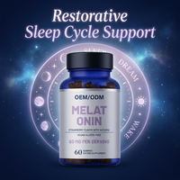 Gummies de mélatonine à marque privée 60 mg pour adultes, soutien au sommeil, saveur fraise, végétaliennes, aide au sommeil, 60 gummies