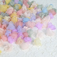 Mini-bouquets de pivoines à cinq pétales en organza avec bords thermosoudés, accessoires faits main pour vêtements de poupée, dentelle en maille pour la conception de vêtements, lot de quatre
