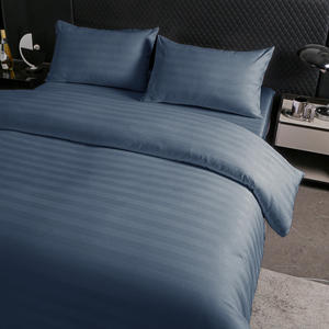 Juego de Ropa de <span class=keywords><strong>Cama</strong></span> de Lujo con Rayas de Satén - Sábanas de Calidad Hotelera en Azul Oscuro, Tamaño Personalizado, Servicio OEM/ODM Disponible - Product Image 4