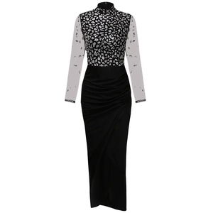 S-2XL <span class=keywords><strong>abito</strong></span> <span class=keywords><strong>lungo</strong></span> con <span class=keywords><strong>spacco</strong></span> alto a una spalla <span class=keywords><strong>abito</strong></span> da sera da donna con maniche lunghe ritagliate sul <span class=keywords><strong>davanti</strong></span> abiti lunghi aderenti bianchi da donna - Product Image 6