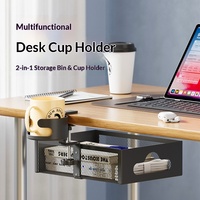 Porte-gobelet de bureau à pince, organisateur de bureau pour le rangement de tasses et de bouteilles, économie d'espace sur la table d'ordinateur de bureau