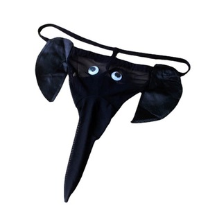<b>Men</b> Sexy Cartoon Elephant <b>Thong</b> Underwear Low Rise Acrylic Fiber Temptation Lingerie Black Red Blue Leopard Print - Product Image 5